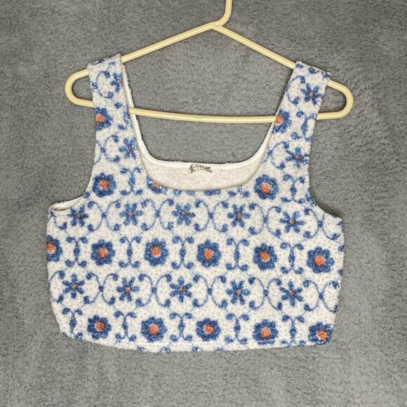Free People Tops - Free People intimately cropped floral fluffy tank lightweight soft blue M